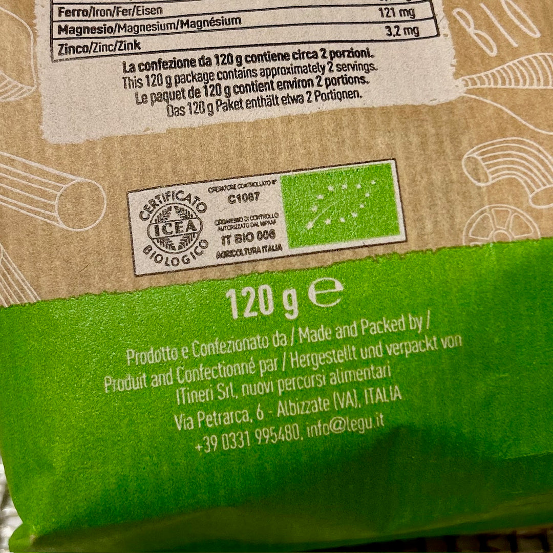 BIO・ユリの形の豆パスタ 120g(約2人前)